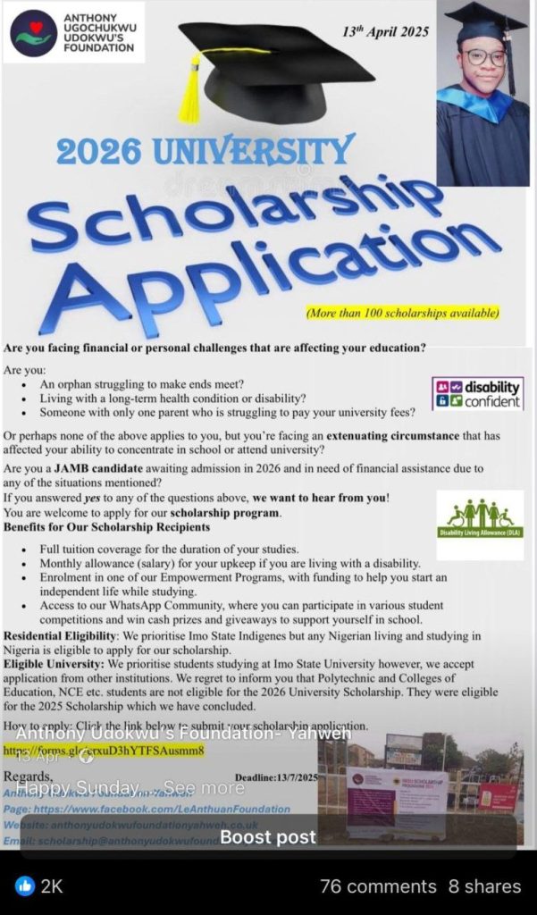 image-768x13087420244135936039293-1-601x1024 Application for the 2025 Anthony Udochukwu Foundation Scholarship
